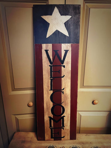 Welcome Wooden Flag