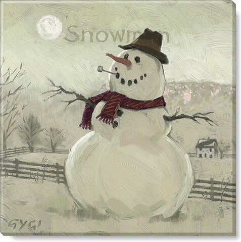 Snowman At Sunrise - Sepia Wall Art