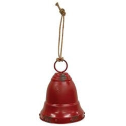 Distressed Red Metal Bell w/Jute Hanger, Large