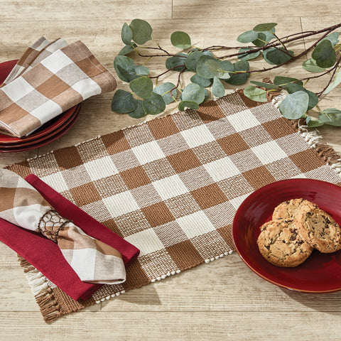 Wicklow Yarn Placemat Brown and Cream
