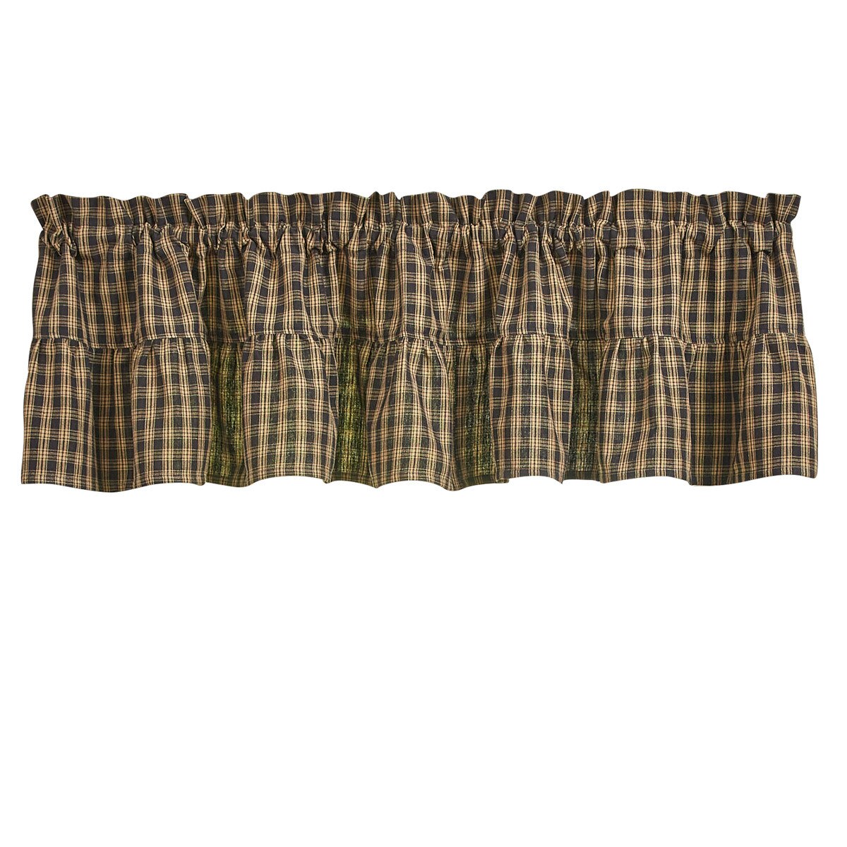 Sturbridge Plaid Ruffle Valance 14" L  Black