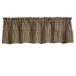 Sturbridge Plaid Ruffle Valance 14" L  Black