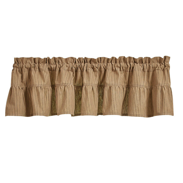 Sturbridge Ticking Ruffle Valance 14" L Black