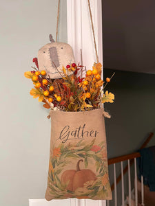 Gather Bag with Florals and Pumpkin