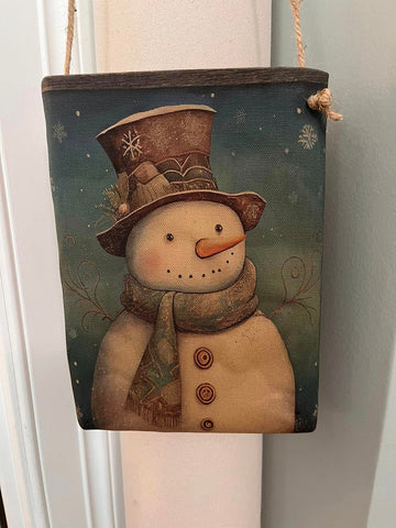 Holiday Snowman Pillow  8 x 12