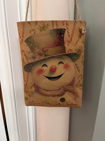 Snowman With Candy Canes - Pillow -