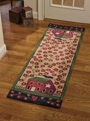 Red House Hooked Rug Runner - 2' x 6'