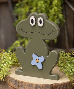 Rustic Wood Smiling Flower Frog Sitter