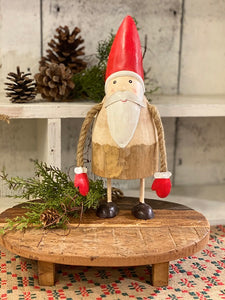 Wooden Santa with Metal Mittens