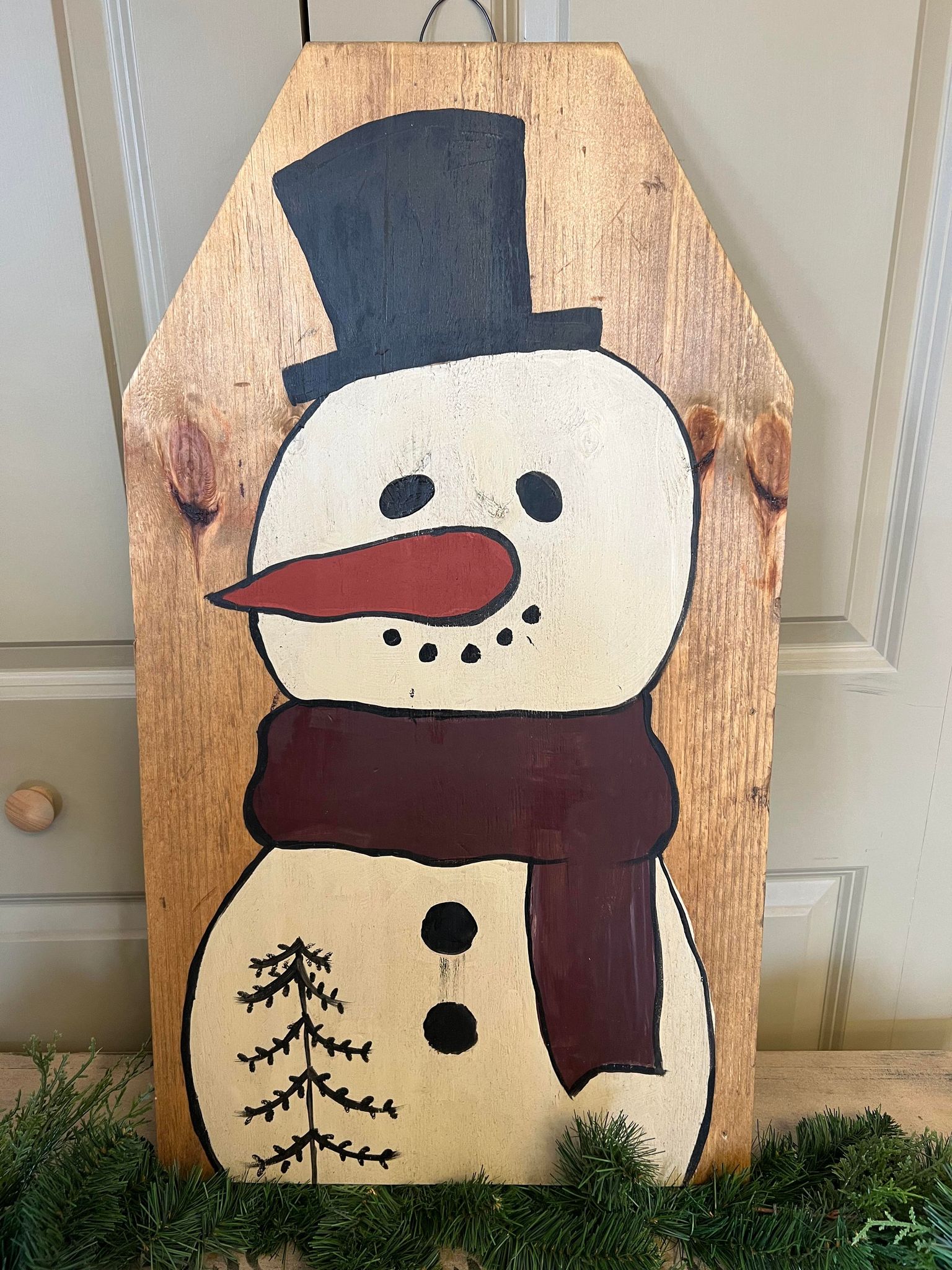 Large snowman W/ Hat Sign (not available for shipping)
