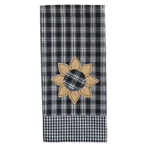 Stafford Sunflower Decorative Dishtowel - Black and Cream