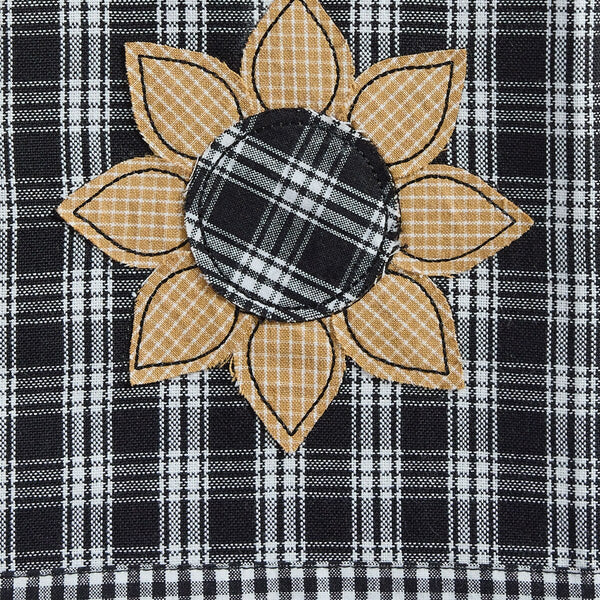 Stafford Sunflower Decorative Dishtowel - Black and Cream