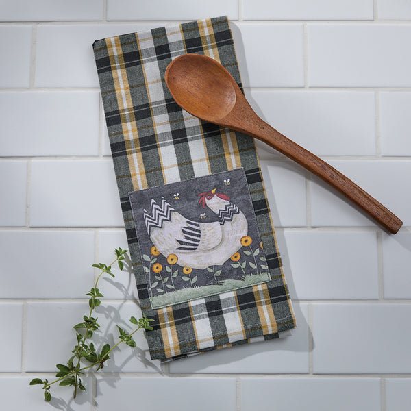 My Little White Hen Dish Towel