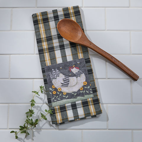 My Little White Hen Dish Towel