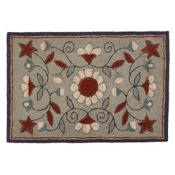 Gray Floral Hooked Rug Runner 2x6