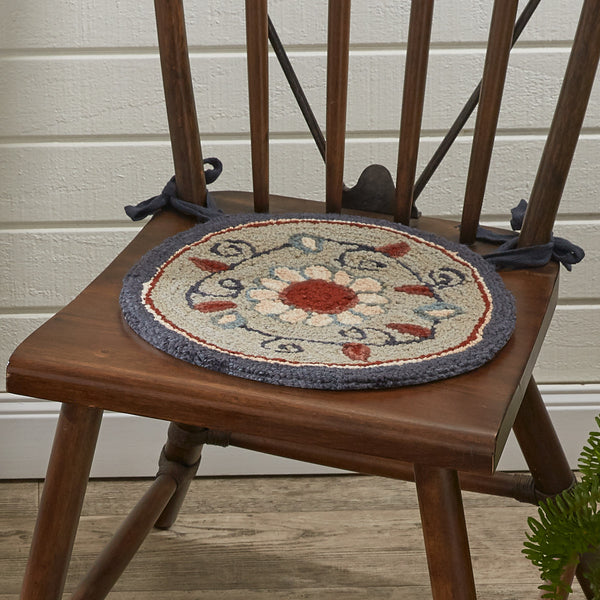 Gray FLoral Hooked Chairpad