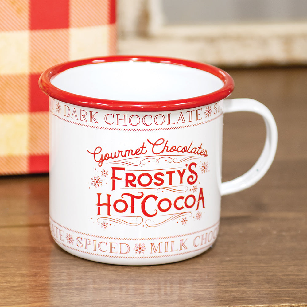 Frosty's Hot Cocoa Enamel Mug