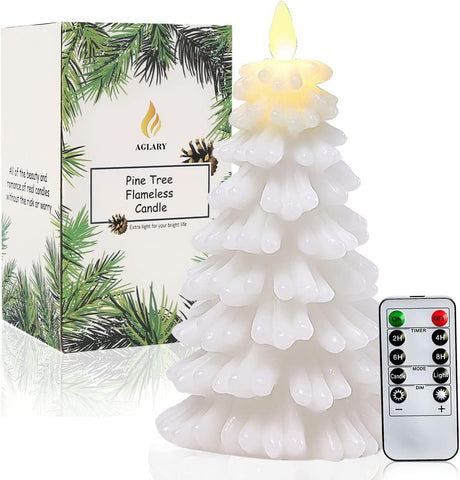 White Christmas Tree Candle with Remote