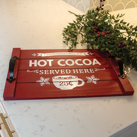 Hot Cocoa Served Here Wooden Tray
