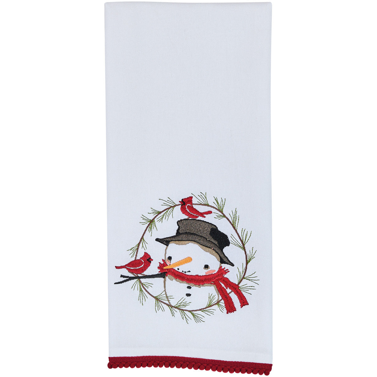 Snowman and Pine Wreath Dishtowel