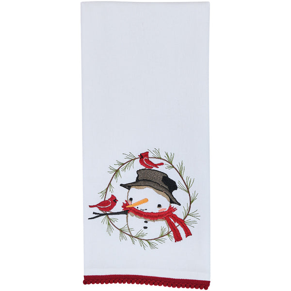 Snowman and Pine Wreath Dishtowel