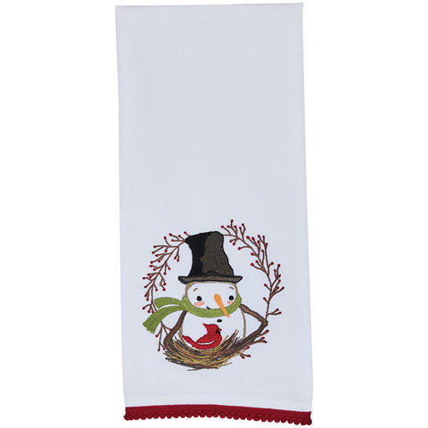 Snowman and Berry Wreath Dishtowel