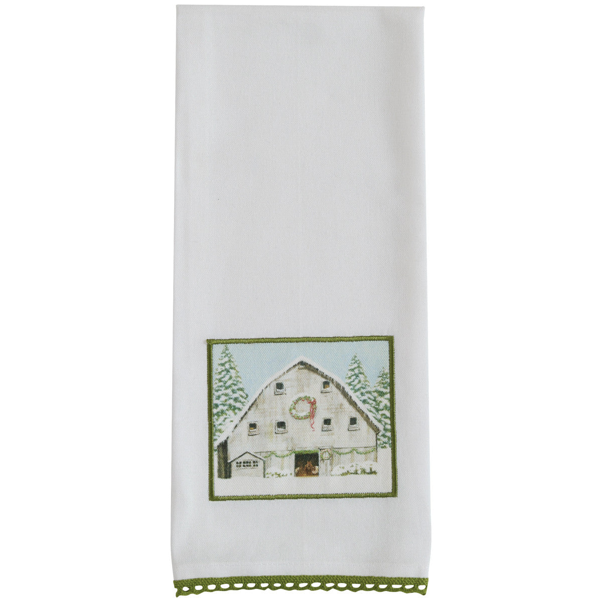 Christmas Barn Patch Dishtowel