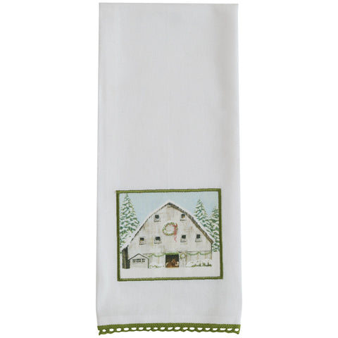Christmas Barn Patch Dishtowel