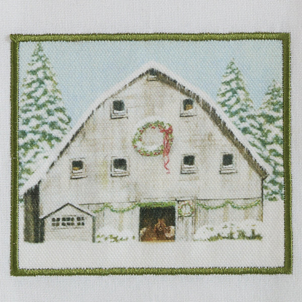 Christmas Barn Patch Dishtowel