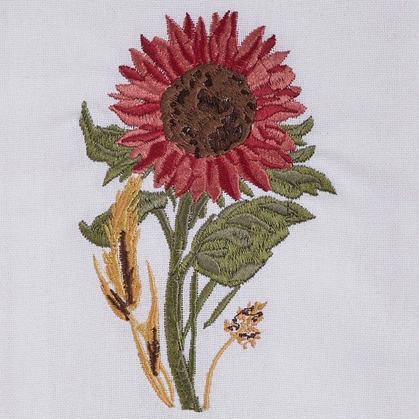 Red Sunflower Dishtowel Embroidered