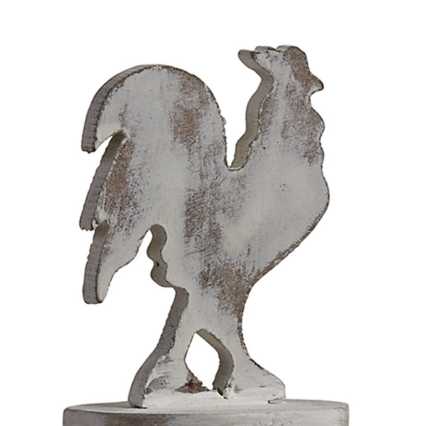 Rooster Wood Paper Towel Holder Distressed Cream