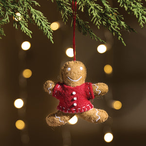 Gingerbread Man Wool Felt Ornament