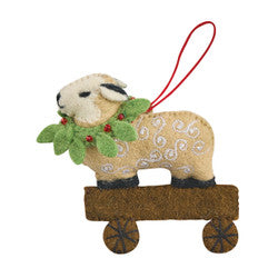 Sheep with Wreath Felt Ornament