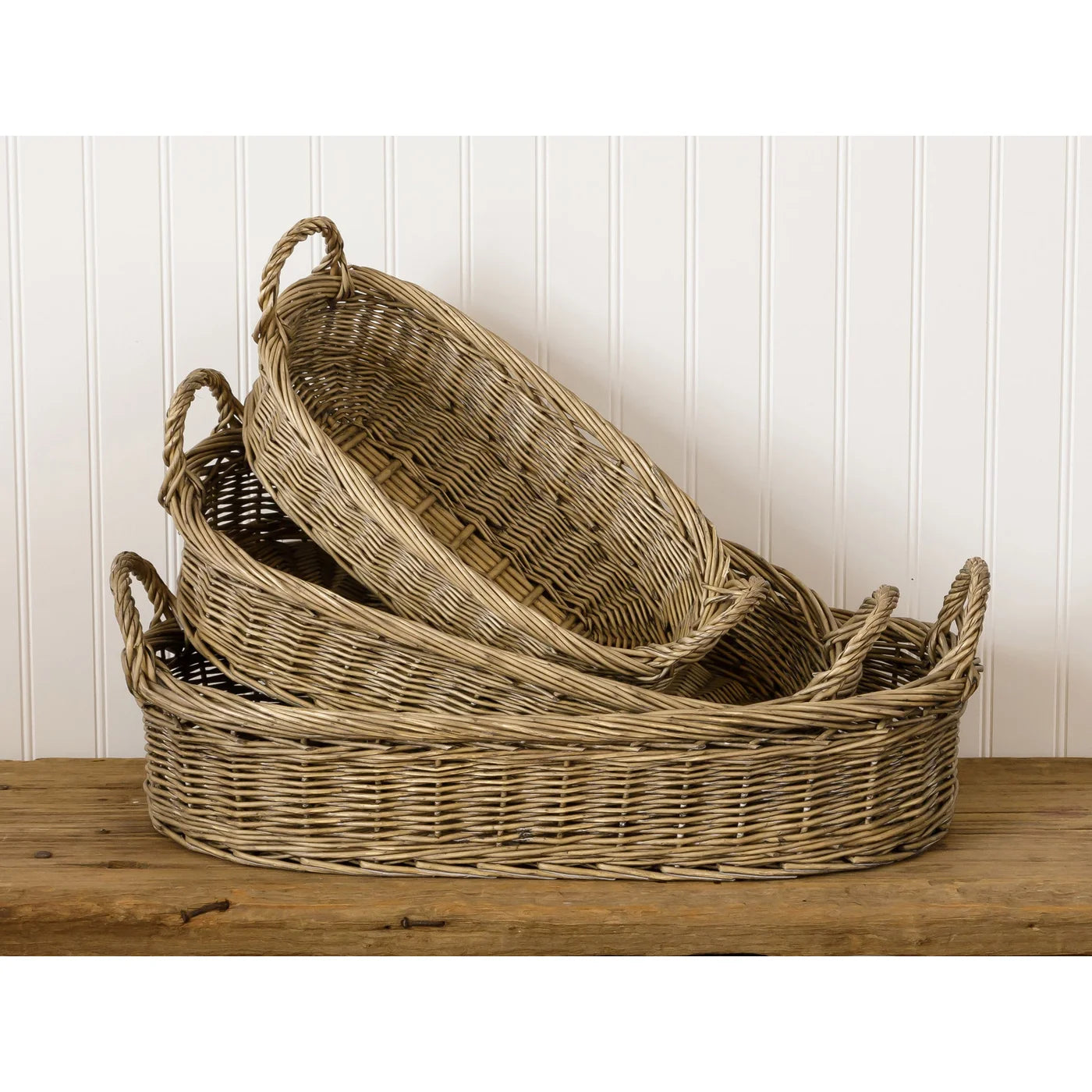 Nesting Oval Wicker Baskets (Medium)