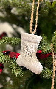 Stocking Ornament - White Washed