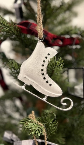 Skate Ornament - White Washed