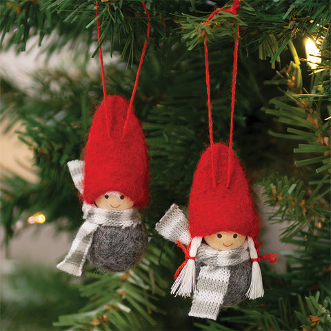 Mini Winter Scarf Wooden Doll Ornament    ( 2 Asstd )