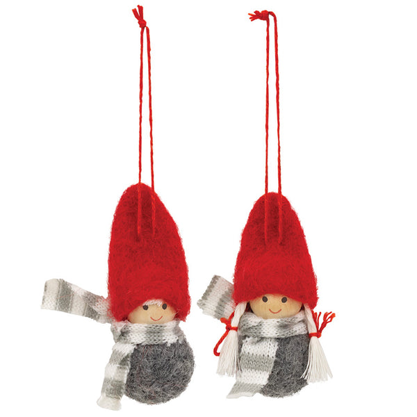 Mini Winter Scarf Wooden Doll Ornament    ( 2 Asstd )
