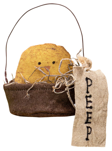 Primitive Fabric Chick In Peep Basket
