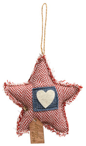 Mini Striped Fringed Old Glory Star Ornament