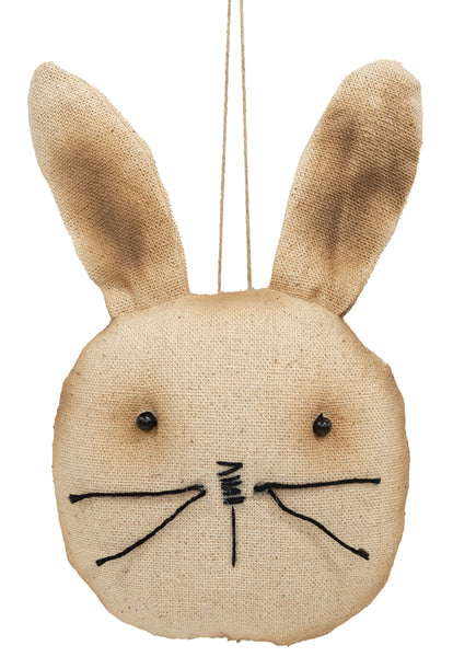 Grungy Stuffed Primitive Bunny Head Ornament