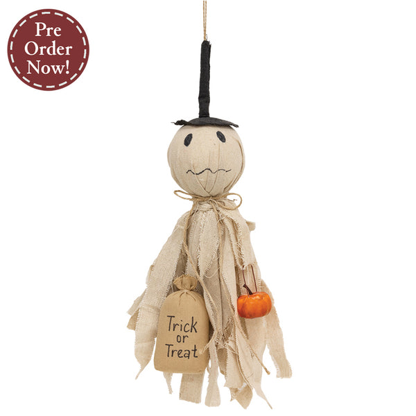 Trick Or Treat Ghost Hanger With Pumpkin