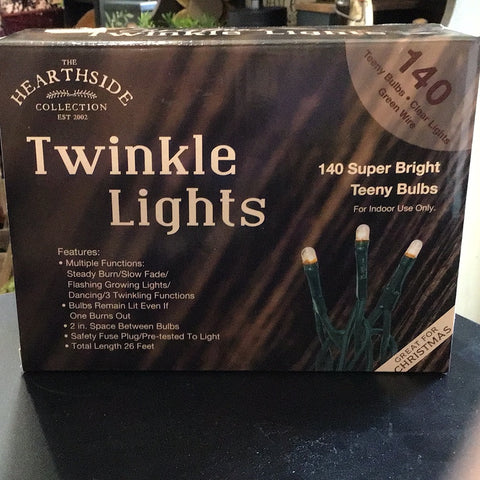 Twinkle Lights, White - Green Cord, 140 ct