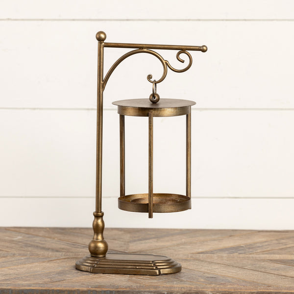 Gold Hanging Lantern On Stand