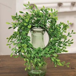 Fresh Sprouted English Boxwood Candle Ring
