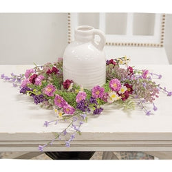 Blushing Spring Blossoms & Eucalyptus Candle Ring - 6.5"