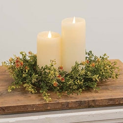 Golden Buds & Baby's Grass Candle Ring, 6.5"