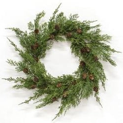 Western Cedar & Pinecone Wreath, 24"