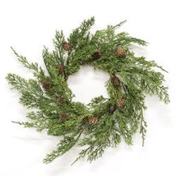 Western Cedar & Pinecone Candle Ring, 6.5"