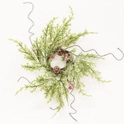 Frosty Red Berry and cone Candle Ring